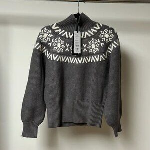 Varley Bowen Fair Isle Pullover XS Grey